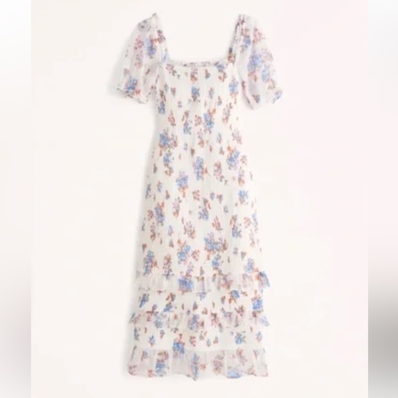 Abercrombie & Fitch Dresses & Skirts - Abercrombie and Fitch Floral Smocked Puff Sleeve Midi Dress / XS NWT